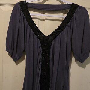 Daytrip - Blue with Black Sequin Top - Size Medium